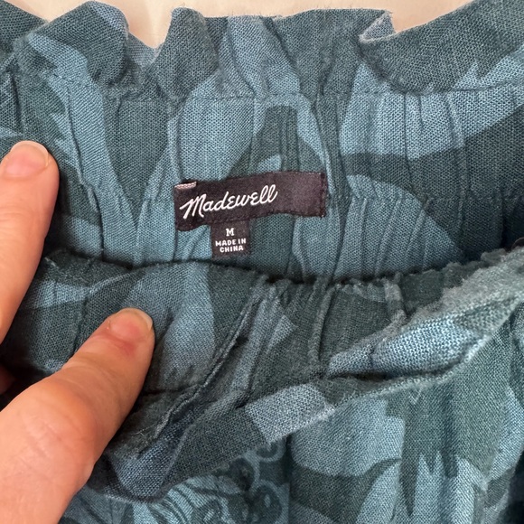 Madewell Teal Linen Floral Shorts - Picture 2 of 4